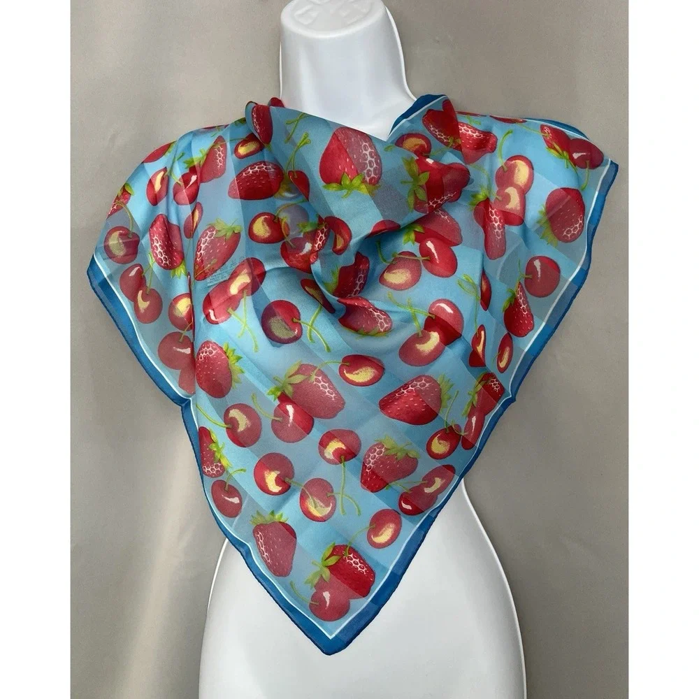 Symphony Women's Scarf Square 20x20 Made‎ I'm Italy Strawberry & Cherry Print